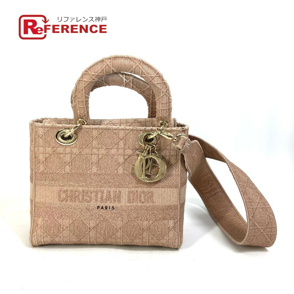 Dior bag shoulder crossbody LADY LITE Cannage embroidery handbag canvas pink
